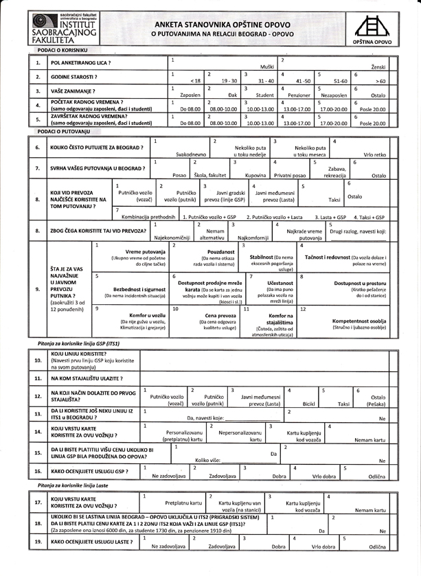 Realizacija studije opravdanosti javnog prevoza:  U TOKU JE ANKETA GRAĐANA