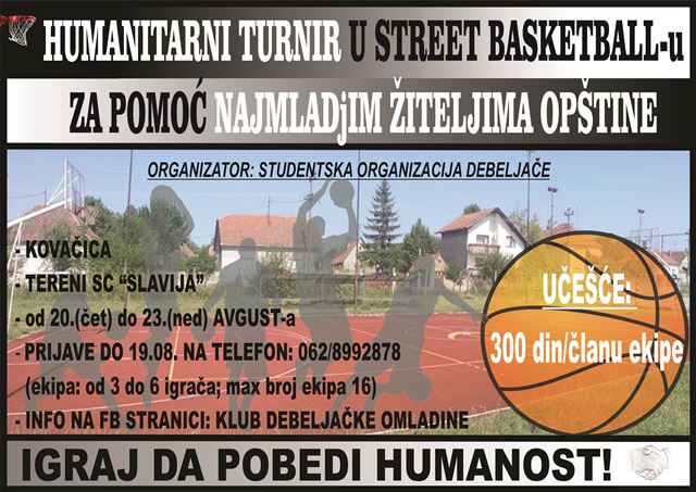 Humanitarni turnir u street basketu: ZA POMOĆ NAJMLAĐIMA