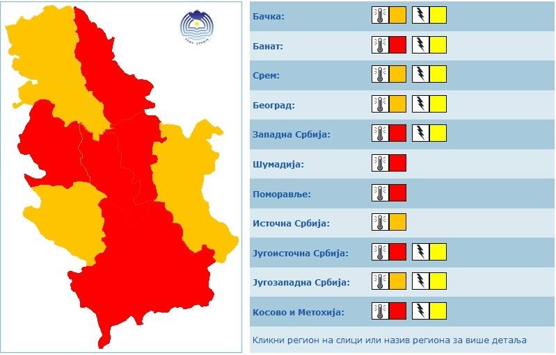 Republički hidrometeorološki zavod Srbije:  NA SNAZI CRVENI METEO ALARM, PREPORUČUJE SE POSEBAN OPREZ