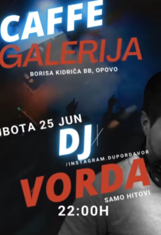 Caffe Galerija: U subotu žurka, nastupa DJ Vorda