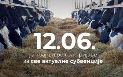 Ministarstvo poljoprivrede: Produžen rok za prijave za subvencije do 12. juna