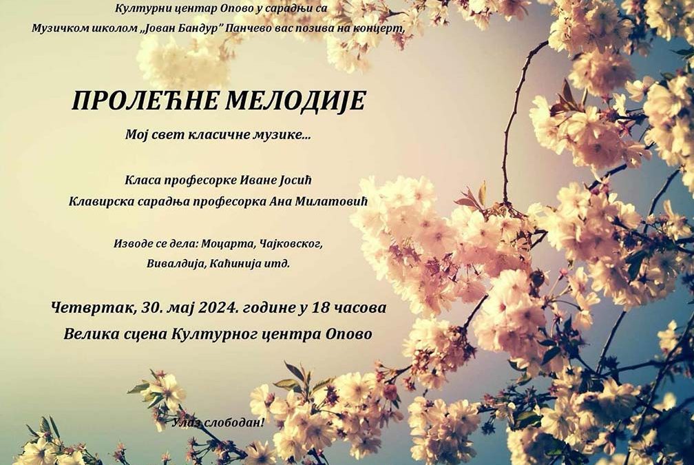 Koncert „Prolećne melodije“ u četvrtak na sceni kulturnog centra