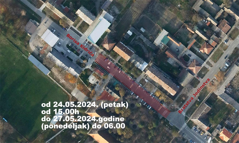 Obaveštenje o zatvaranju ulice i obustavi saobraćaja