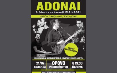 Društveni centar Opovo: U ponedeljak koncert grupe Adonai & Friends