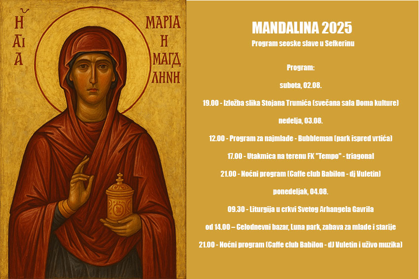 Od sutra proslava sefkerinske Mandaline